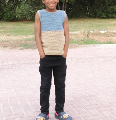 Colour Block Crochet Tank Top for Boys