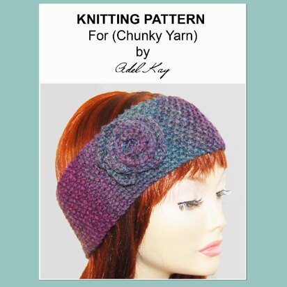 Tracy Vintage Style Wide Corsage Head Wrap Head Band Chunky Yarn Knitting Pattern by Adel Kay - knitting pattern