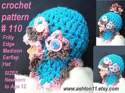 Frilly Edge Earflap Hat | Crochet Pattern 110