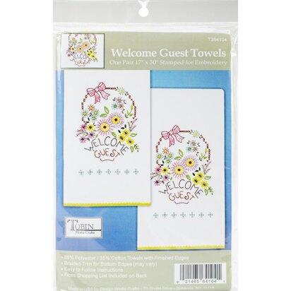 Tobin Stamped For Embroidery Kitchen Towels - Welcome Guest - 17in x 30in