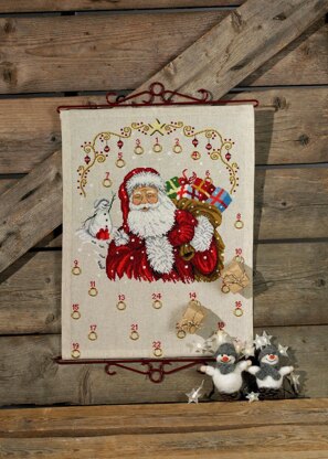 Permin Santa Claus Advent Calendar Cross Stitch Kit - 40cm x 52cm