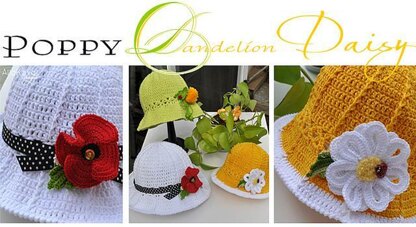 Garden Party. HAT & POPPY, DANDELION and DAISY Pins Headbands