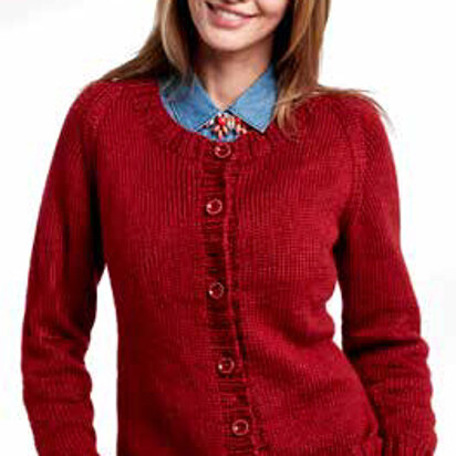 Adult's Knit Crew Neck Cardigan in Caron Simply Soft - Downloadable PDF