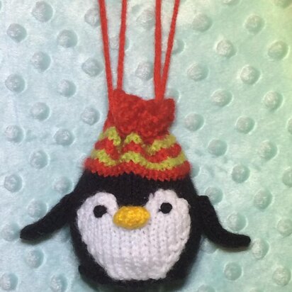 Christmas Penguin Drawstring Gift Bag