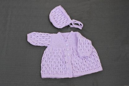 Knitting pattern baby jacket & hat 0-3mths #532