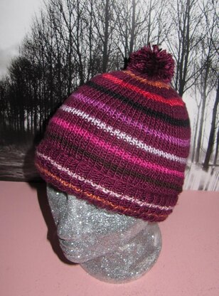 Small Stripe Bobble Beanie Hat