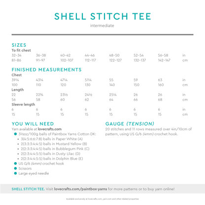 Paintbox Yarns Shell Stitch Tee PDF (Free)