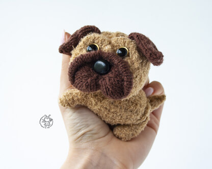 Mini Pug knitted flat Knitting pattern by Simplytoys13 LoveCrafts