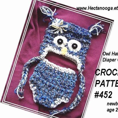 452 OWL HAT AND DIAPER COVER