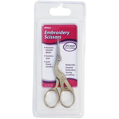 Allary Ultra Fine Embroidery Scissors 3.5in inGold Handle Storkin 