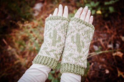 Cactus Fingerless Crochet Mittens