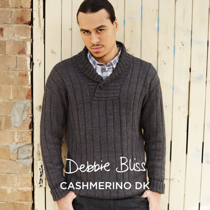 Shawl Collared Sweater - Jumper Knitting Pattern for Men in Debbie Bliss Cashmerino DK