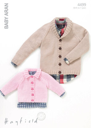 Boy’s and Girl’s Cardigans in Hayfield Baby Aran - 4499 - Downloadable PDF