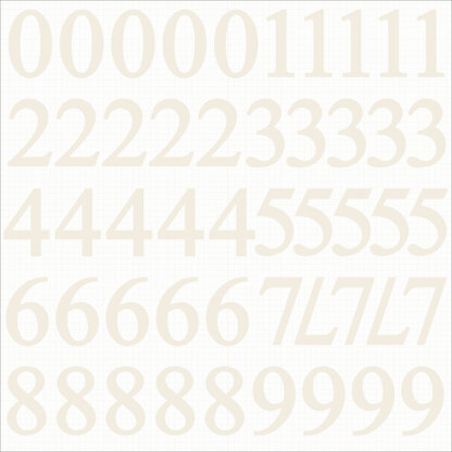 Kaisercraft Number Stickers 12"X12" 5/Pkg - Ivory 1.75"