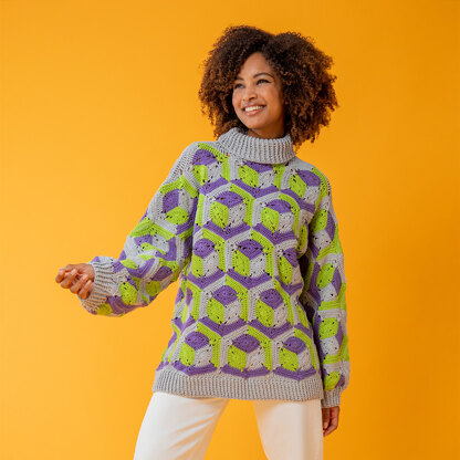 Around the Block Sweater - Free Crochet Pattern for Women in Paintbox Yarns Cotton DK