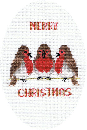 Derwentwater Designs Robin Trio Greeting Card Cross Stitch Kit - 12.5cm x 18cm