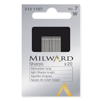 Milward Hand Sewing Needles - Sharps - No.7 - 20 Pieces