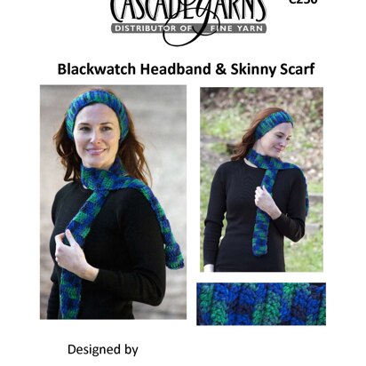Blackwatch Headband & Skinny Scarf in Cascade Yarns - C250 - Downloadable PDF