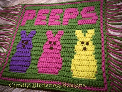 Easter Peeps Bunnies mosaic crochet square