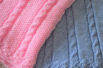 Cable Baby Blankets in two simple designs