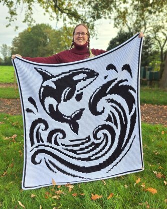Orca Opus | Whale Overlay Mosaic Crochet Blanket