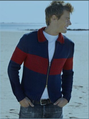 Mens Colorblock Zip Jacket in Tahki Yarns Cotton Classic