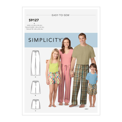 Simplicity Unisex Sleepwear S9127 - Paper Pattern, Size A (XS - L / XS - XL)