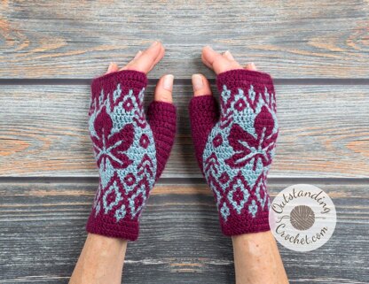 Star Leaf Mosaic Fingerless Gloves