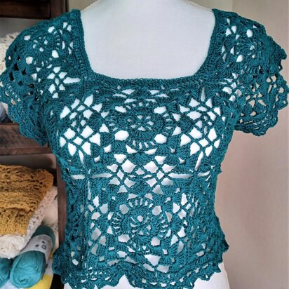 Teal Crochet Lace Top