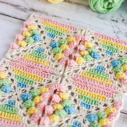 Rainbow gumdrop granny square