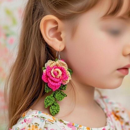 Crochet 3 d flower earrings
