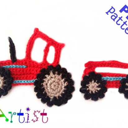 Crochet Pattern - Instant PDF Download - Tractor crochet Applique Pattern