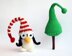 New Year Penguin in hat with Christmas tree