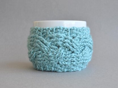 Crochet Cabled Cup Cozy, Coffee Cozy