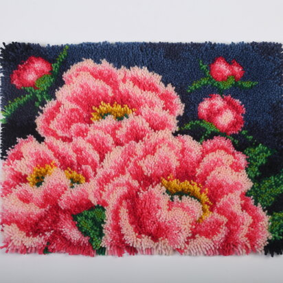 Craft Buddy Pink Peony Rug Latch Hook Kit