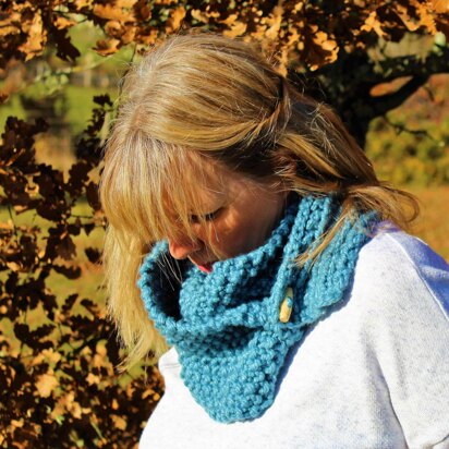 Winter Blues Double wrap Scarf with Toggle