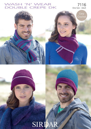 Hats & Scarves in Sirdar Wash 'n' Wear Double Crepe DK - 7116 - Downloadable PDF