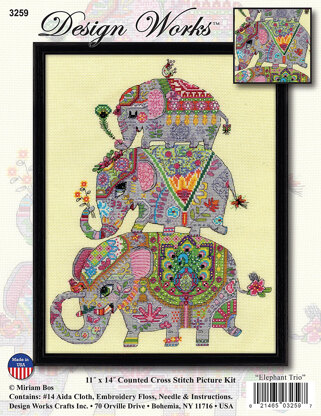 Design Works Elephant Trio Cross Stitch Kit