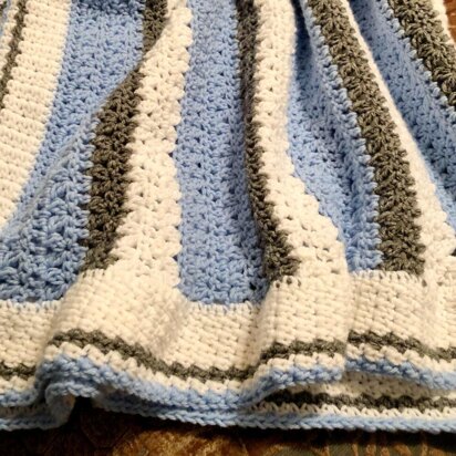 Classy Crochet Textured Blanket in Blue