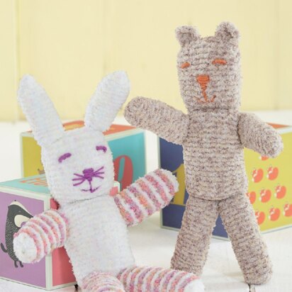 Bear and Rabbit Toys in Sirdar Snuggly Tutti Frutti - 4695
