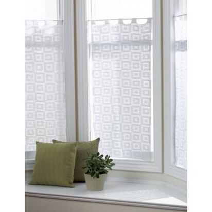Blocks-In-Blocks Curtains in Bernat Handicrafter Crochet Cotton - 457