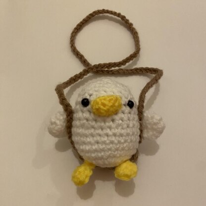 Crochet Duck on a Swing, Car Hanging, Car Charm/Accessory