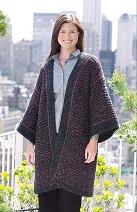 Knitted Kimono Cardigan in Lion Brand Homespun - 20132A