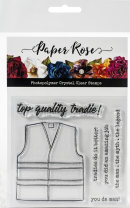 Paper Rose Clear Stamps 4"X4" - Tradie Vest