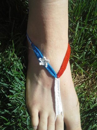 Red, White and Blue Flag Barefoot Sandals