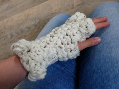 Ladies super chunky crocheted "Don't burst my bobble" handwarmers