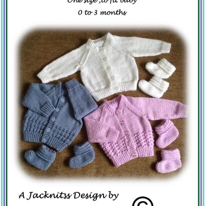 Basic New Baby Cardigan set - knitting pattern
