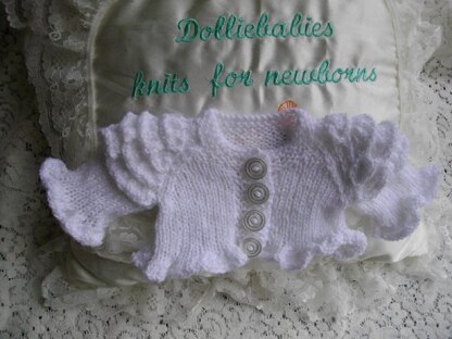 30. Micro Preemie-3 Month Girls Frill Sleeve Cardi