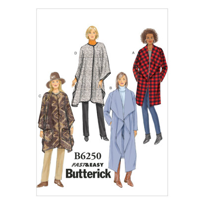 Butterick Misses' Jacket, Coat and Wrap B6250 - Sewing Pattern