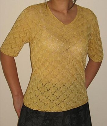 Elegant Mustard Lace V Neck Short Sleeve Top